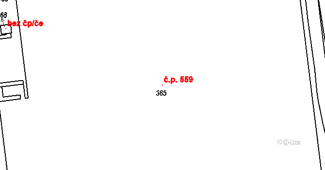 Tuchoměřice 559 na parcele st. 365 v KÚ Kněžívka, Katastrální mapa