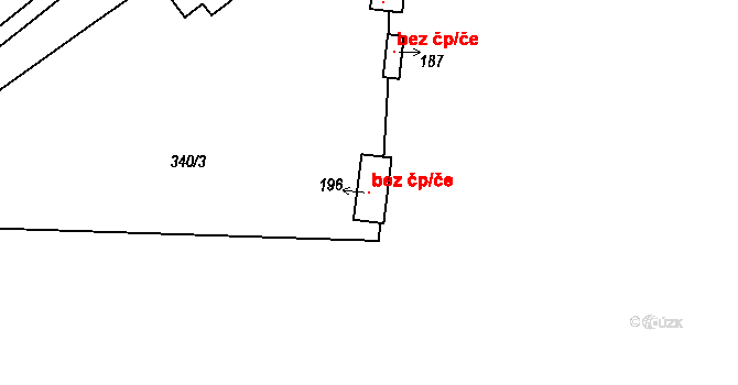 Bujanov 102938733 na parcele st. 196 v KÚ Zdíky, Katastrální mapa