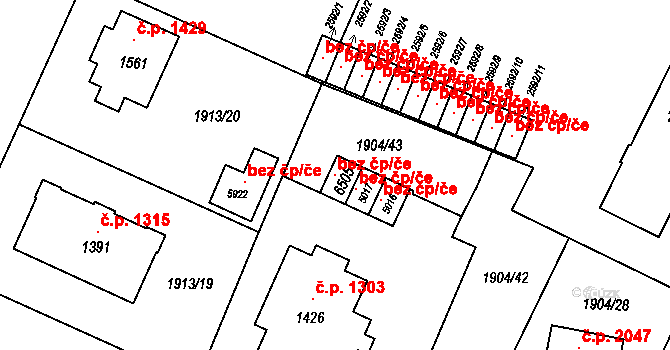 Šumperk 103760733 na parcele st. 6505 v KÚ Šumperk, Katastrální mapa