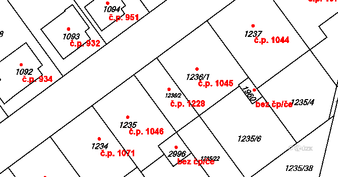 Lipník nad Bečvou I-Město 1228, Lipník nad Bečvou na parcele st. 1236/2 v KÚ Lipník nad Bečvou, Katastrální mapa