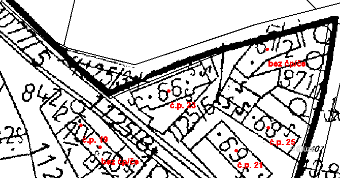 Pivnisko 23, Chlístovice na parcele st. 66 v KÚ Žandov, Katastrální mapa