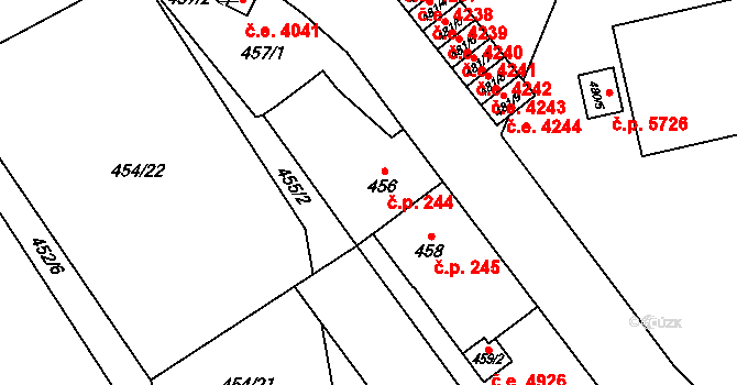 Jihlava 244 na parcele st. 456 v KÚ Jihlava, Katastrální mapa