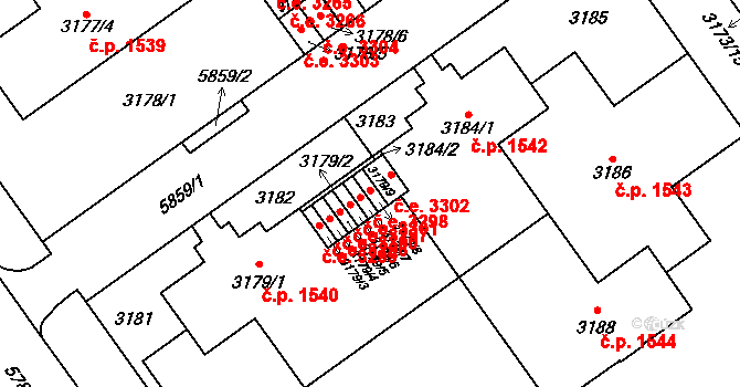 Jihlava 3298 na parcele st. 3179/8 v KÚ Jihlava, Katastrální mapa