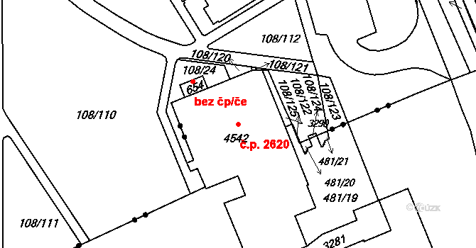 Šumperk 2620 na parcele st. 4542 v KÚ Šumperk, Katastrální mapa