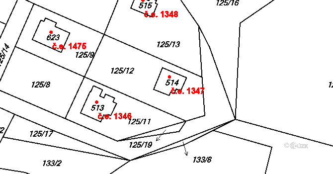 Ládví 1347, Kamenice na parcele st. 514 v KÚ Ládví, Katastrální mapa