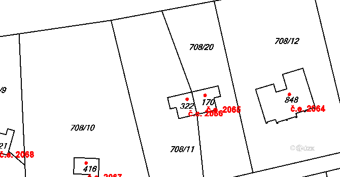 Skuheř 2066, Kamenice na parcele st. 322 v KÚ Těptín, Katastrální mapa