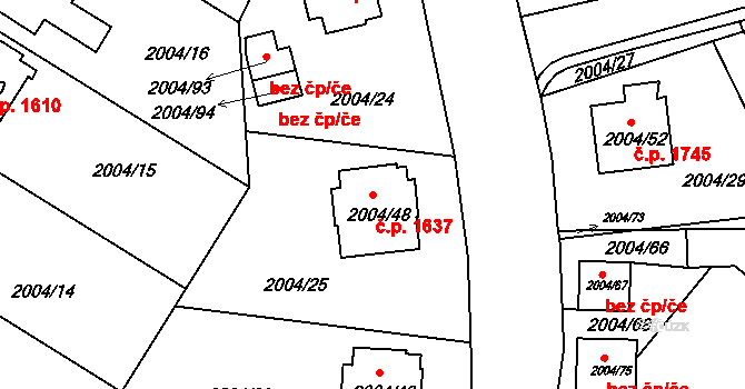 Boskovice 1637 na parcele st. 2004/48 v KÚ Boskovice, Katastrální mapa