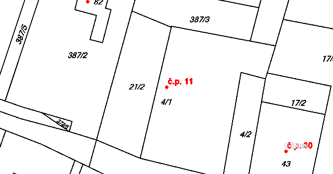 Slavošovice 11, Libín na parcele st. 4/1 v KÚ Slavošovice u Lišova, Katastrální mapa