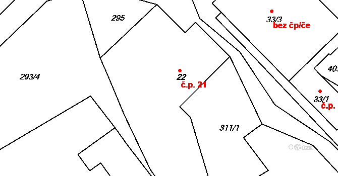 Janovičky 21, Zámrsk na parcele st. 22 v KÚ Janovičky u Zámrsku, Katastrální mapa