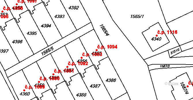 Žamberk 1094 na parcele st. 4355 v KÚ Žamberk, Katastrální mapa
