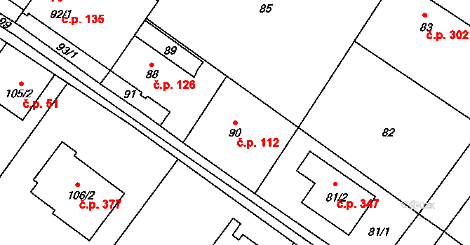 Pudlov 112, Bohumín na parcele st. 90 v KÚ Pudlov, Katastrální mapa