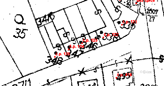 Jaroměřice 123 na parcele st. 346 v KÚ Jaroměřice, Katastrální mapa