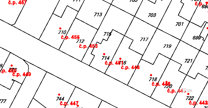 Černá Pole 451, Brno na parcele st. 714 v KÚ Černá Pole, Katastrální mapa