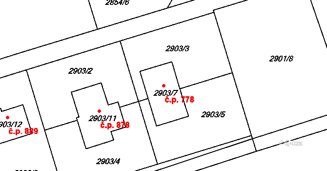 Frýdlant 778, Frýdlant nad Ostravicí na parcele st. 2903/7 v KÚ Frýdlant nad Ostravicí, Katastrální mapa