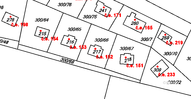 Račice 152 na parcele st. 217 v KÚ Račice nad Berounkou, Katastrální mapa