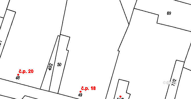 Bor 18, Suchdol nad Lužnicí na parcele st. 49 v KÚ Bor, Katastrální mapa