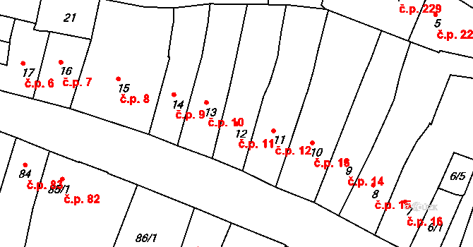 Česká Lípa 11 na parcele st. 12 v KÚ Česká Lípa, Katastrální mapa