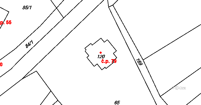 Lazníčky 79 na parcele st. 120 v KÚ Lazníčky, Katastrální mapa