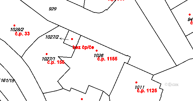 Děčín IV-Podmokly 1155, Děčín na parcele st. 1026/1 v KÚ Podmokly, Katastrální mapa