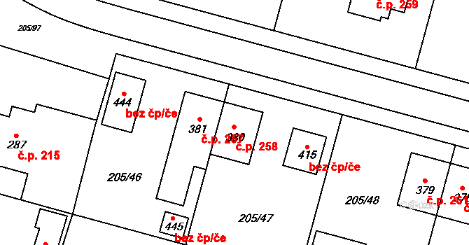Nepolisy 258 na parcele st. 380 v KÚ Nepolisy, Katastrální mapa