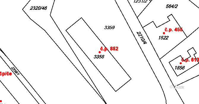 Beroun-Závodí 852, Beroun na parcele st. 3358 v KÚ Beroun, Katastrální mapa