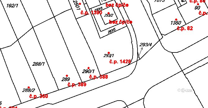 Kojetín I-Město 1428, Kojetín na parcele st. 293/1 v KÚ Kojetín, Katastrální mapa