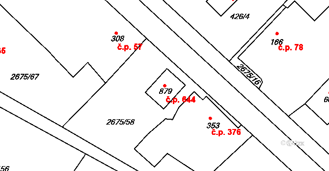 Černilov 644 na parcele st. 879 v KÚ Černilov, Katastrální mapa