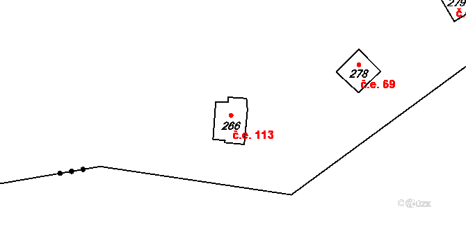 Jemčina 113, Hatín na parcele st. 266 v KÚ Hatín, Katastrální mapa