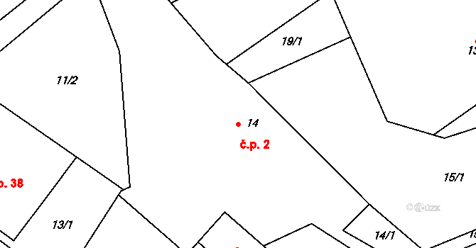Rovné 2, Bystřice nad Pernštejnem na parcele st. 14 v KÚ Rovné, Katastrální mapa