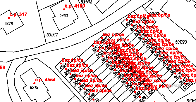 Jablonec nad Nisou 44225733 na parcele st. 3653 v KÚ Jablonec nad Nisou, Katastrální mapa