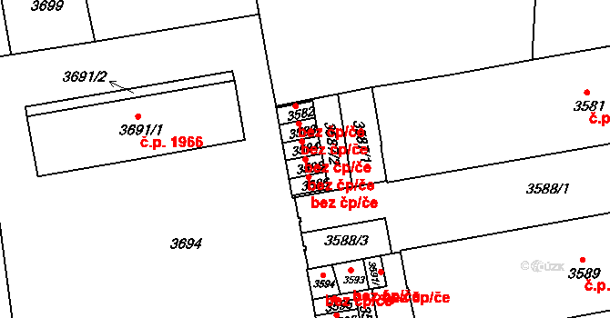 Brno 45556733 na parcele st. 3585 v KÚ Černá Pole, Katastrální mapa