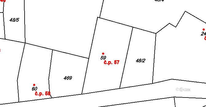 Chacholice 57, Chrast na parcele st. 59 v KÚ Chacholice, Katastrální mapa