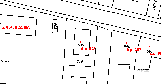 Slatiňany 525 na parcele st. 535 v KÚ Slatiňany, Katastrální mapa