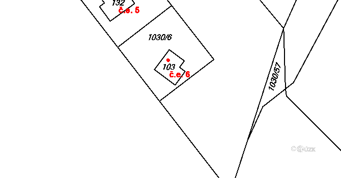 Val 6 na parcele st. 103 v KÚ Val u Veselí nad Lužnicí, Katastrální mapa