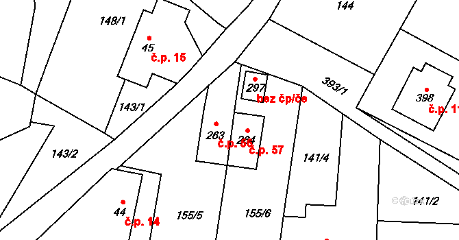 Dolní Bradlo 56, Horní Bradlo na parcele st. 263 v KÚ Horní Bradlo, Katastrální mapa