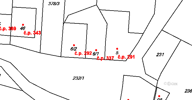 Doubravice nad Svitavou 337 na parcele st. 6/1 v KÚ Klemov, Katastrální mapa