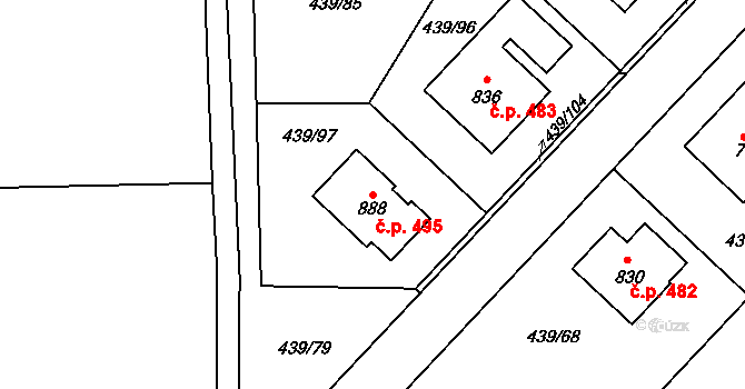 Opatovice nad Labem 495 na parcele st. 888 v KÚ Opatovice nad Labem, Katastrální mapa