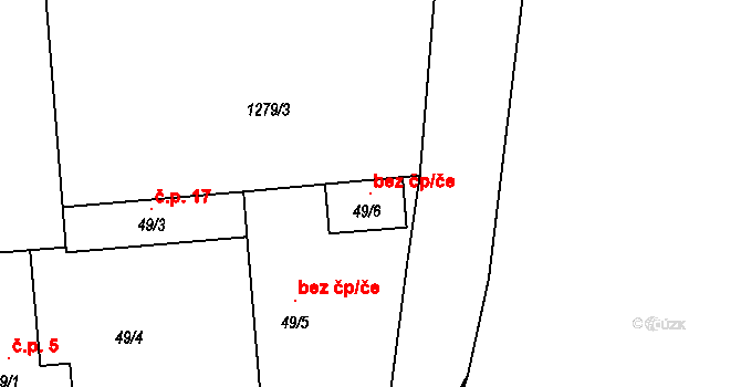 Bystřice 104891734 na parcele st. 49/6 v KÚ Jírovice, Katastrální mapa