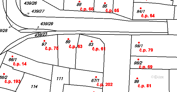 Přerov III-Lověšice 61, Přerov na parcele st. 83 v KÚ Lověšice u Přerova, Katastrální mapa