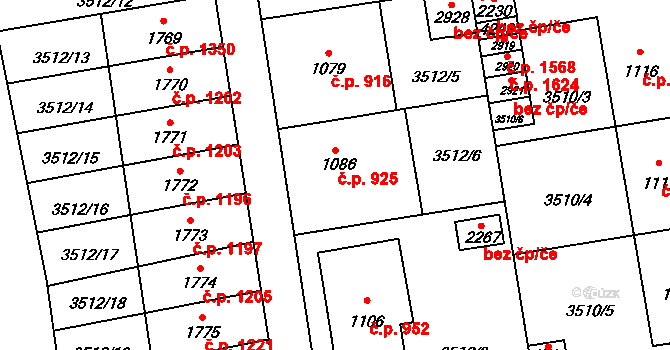 Lipník nad Bečvou I-Město 925, Lipník nad Bečvou na parcele st. 1086 v KÚ Lipník nad Bečvou, Katastrální mapa