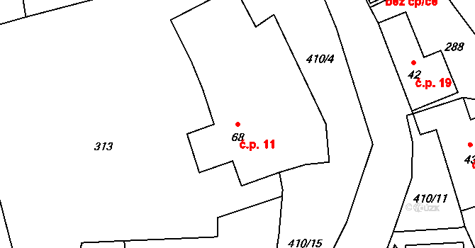Talmberk 11, Samopše na parcele st. 68 v KÚ Talmberk, Katastrální mapa