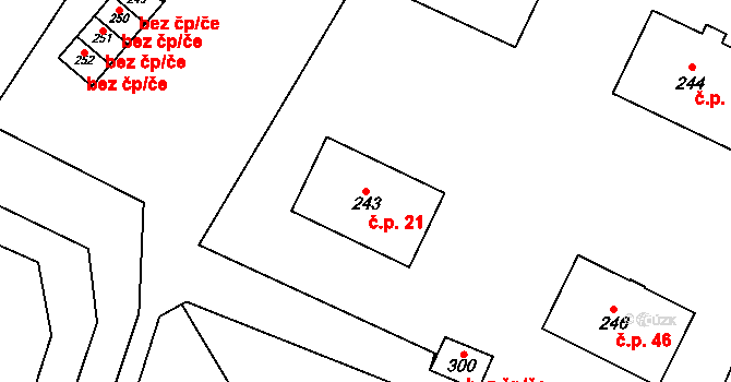 Hospozín 21 na parcele st. 243 v KÚ Hospozín, Katastrální mapa