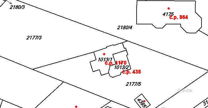 Kyjov 1170 na parcele st. 1013/1 v KÚ Kyjov, Katastrální mapa