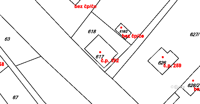Janovice 192, Rýmařov na parcele st. 617 v KÚ Janušov, Katastrální mapa