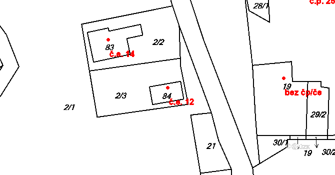 Náčkovice 12, Lovečkovice na parcele st. 84 v KÚ Náčkovice, Katastrální mapa