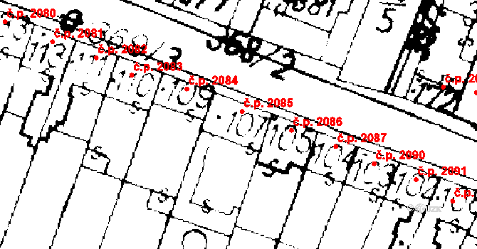 Podlusky 2085, Roudnice nad Labem na parcele st. 107 v KÚ Podlusky, Katastrální mapa