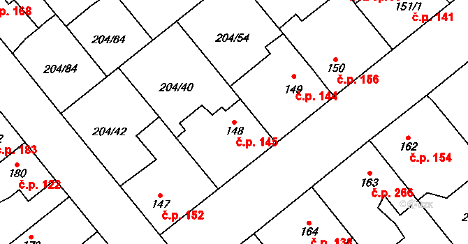 Sulejovice 145 na parcele st. 148 v KÚ Sulejovice, Katastrální mapa