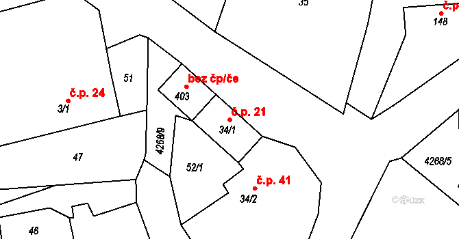 Bukovany 21 na parcele st. 34/1 v KÚ Bukovany u Týnce nad Sázavou, Katastrální mapa