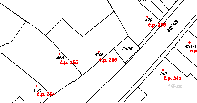 Lysá nad Labem 356 na parcele st. 469 v KÚ Lysá nad Labem, Katastrální mapa