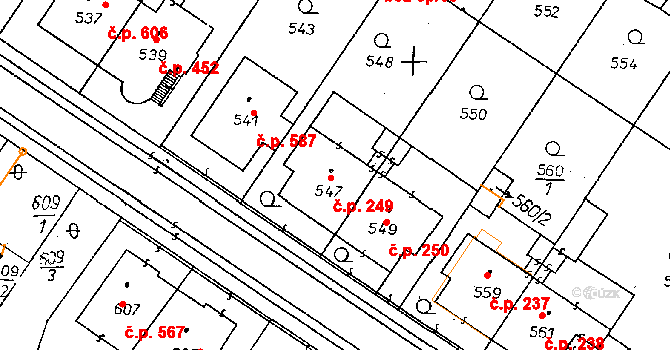Poděbrady II 249, Poděbrady na parcele st. 547 v KÚ Poděbrady, Katastrální mapa